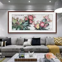 精心挑选的这些横幅花鸟画作品，让客厅沙发墙很美很有格调
