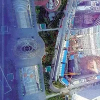 广州花城广场卫星地图似猪头 猪鼻子原是音乐喷泉
