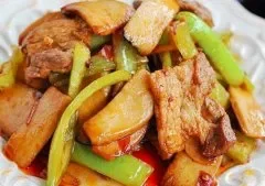 杏鲍菇火腿炒肉怎么炒