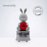 roseonly甜心兔音乐盒永生花公仔礼盒