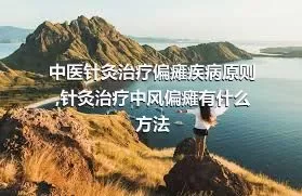 中医针灸治疗偏瘫疾病原则,针灸治疗中风偏瘫有什么方法