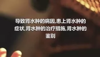 导致肾水肿的病因,患上肾水肿的症状,肾水肿的治疗措施,肾水肿的鉴别