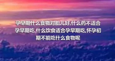 孕早期什么食物对胎儿好,什么药不适合孕早期吃,什么饮食适合孕早期吃,怀孕初期不能吃什么食物呢