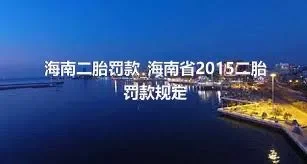 海南二胎罚款_海南省2015二胎罚款规定