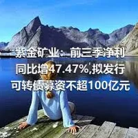 紫金矿业：前三季净利同比增47.47%,拟发行可转债募资不超100亿元