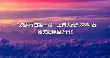 “胶原蛋白第一股”上市大涨9.88%!薇娅夫妇浮盈2个亿