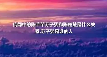 传闻中的陈芊芊苏子婴和陈楚楚是什么关系,苏子婴是谁的人