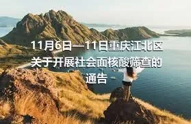 11月6日—11日重庆江北区关于开展社会面核酸筛查的通告