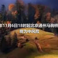 2022年11月6日18时起北京通州马驹桥镇一地降为中风险