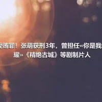 犯受贿罪！张萌获刑3年，曾担任«你是我的荣耀»《精绝古城》等剧制片人