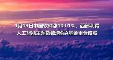 1月19日中国软件涨10.01%，西部利得人工智能主题指数增强A基金重仓该股