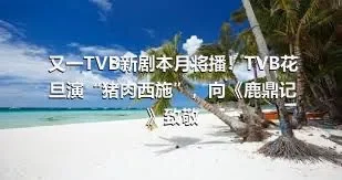 又一TVB新剧本月将播！TVB花旦演“猪肉西施”，向《鹿鼎记》致敬