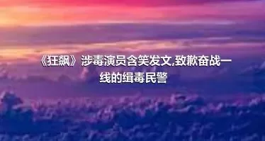 《狂飙》涉毒演员含笑发文,致歉奋战一线的缉毒民警