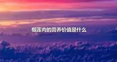 榴莲肉的营养价值是什么