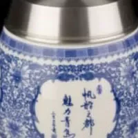 纯锡青花瓷茶罐